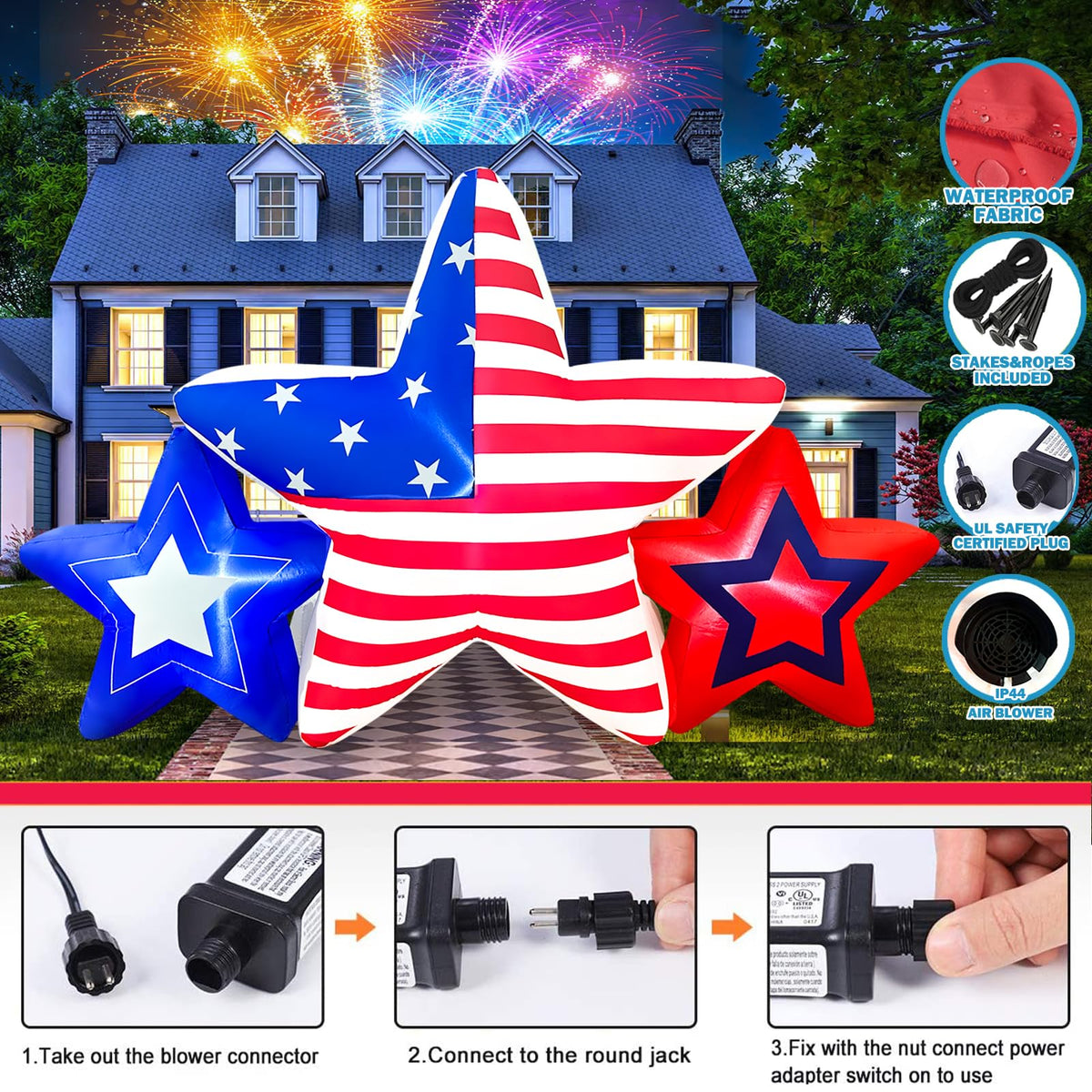 JOYEASE nighttime display with LED lights to boost curb appeal during celebrations