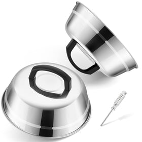 Joyfair 9-inch melting dome front view; heavy-duty stainless steel for even cooking.