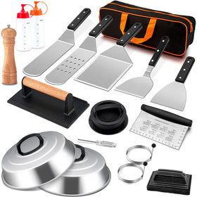 Joyfair carrying bag keeps griddle tools organized for outdoor grilling.