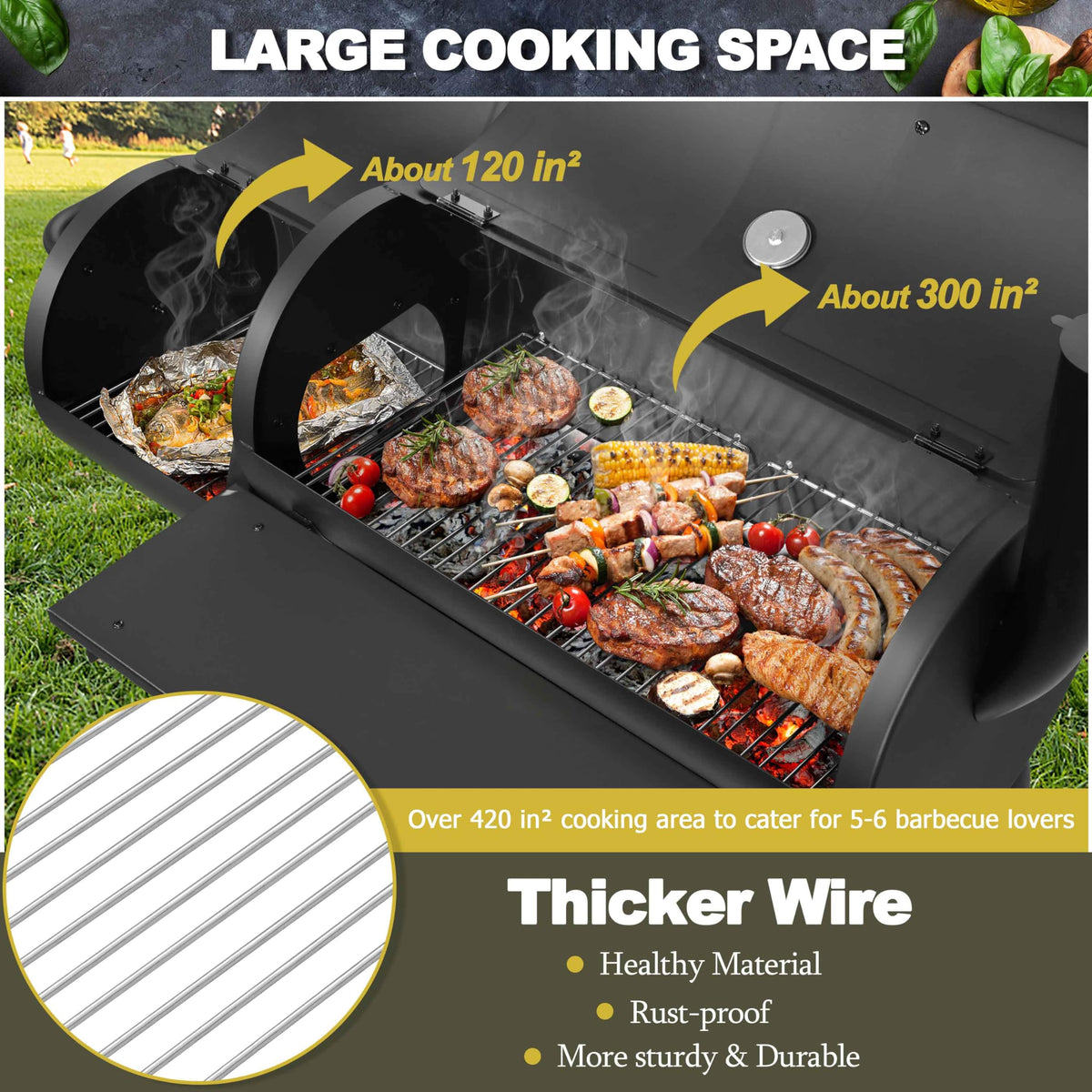 Joyfair large cooking space for 5-6 servings and side dishes.