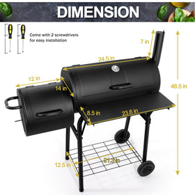 Joyfair offset smoker thermometer helps you monitor heat without lifting the lid.