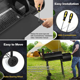 Joyfair front table and hooks organize tools and seasonings.