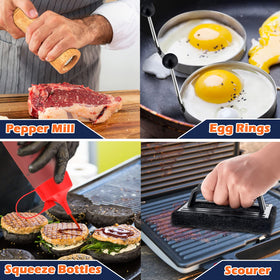 Joyfair griddle scraper cleans stubborn residue after grilling.