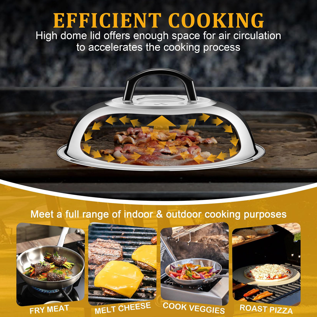 Joyfair heat proof Bakelite handle stays cool to touch during sizzling grilling.