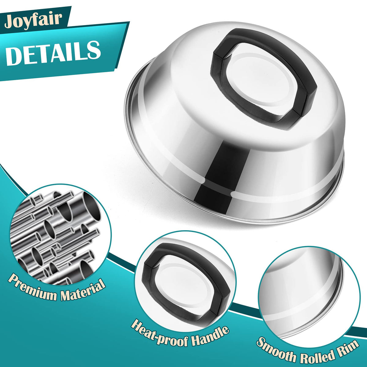 Joyfair heat-proof handle demonstrates safe cooking on hot surfaces.