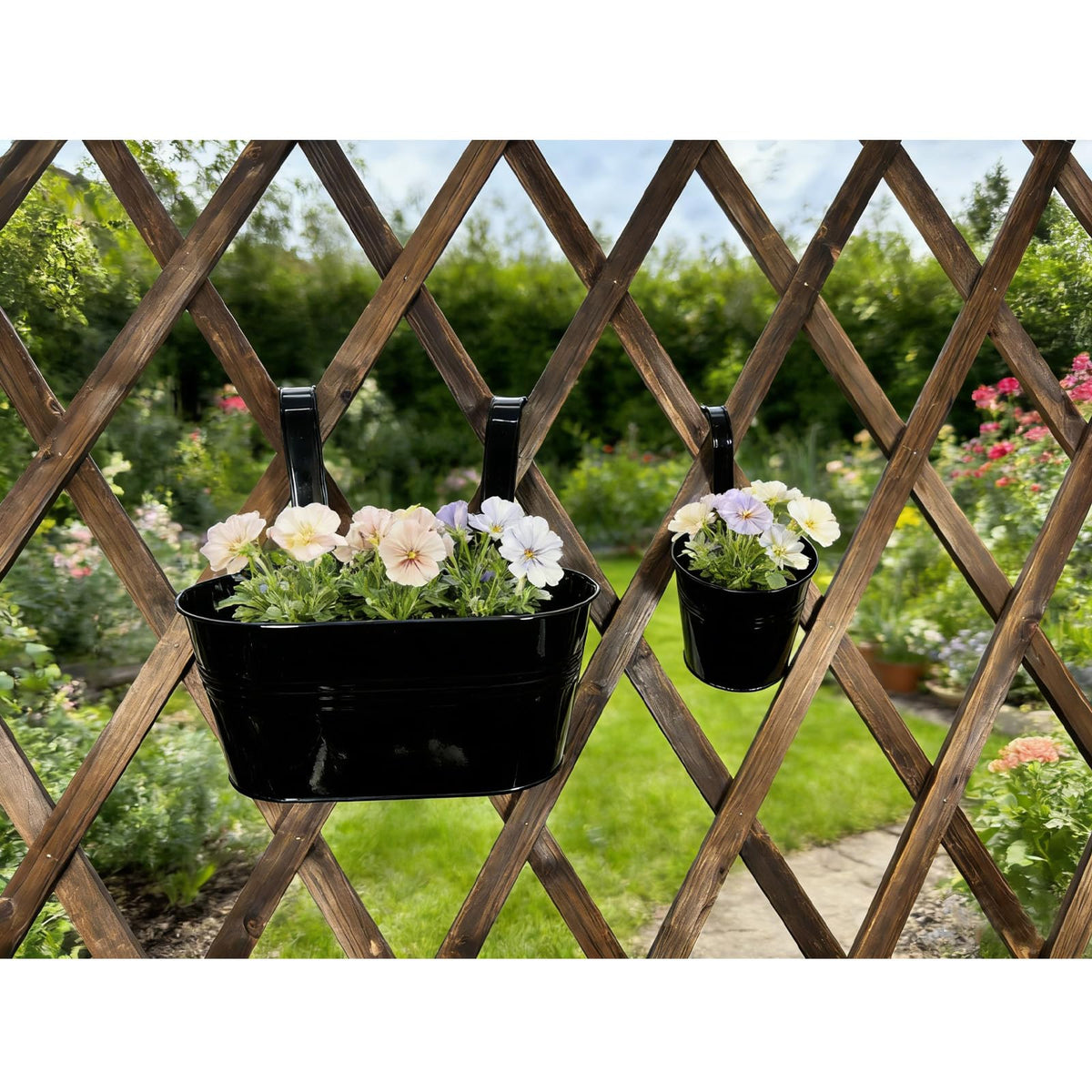 Joyfernal 10-inch oval fence pot with drainage holes for healthy roots.