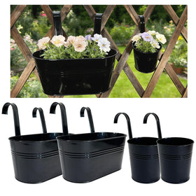 Joyfernal 4-inch round railing planter with removable hook for balcony use.