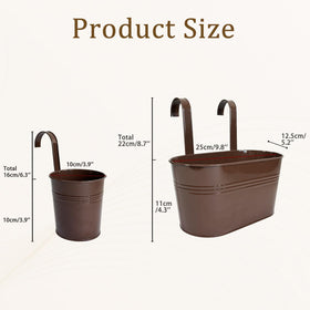 Joyfernal chocolate-color metal planters add chic balcony decor