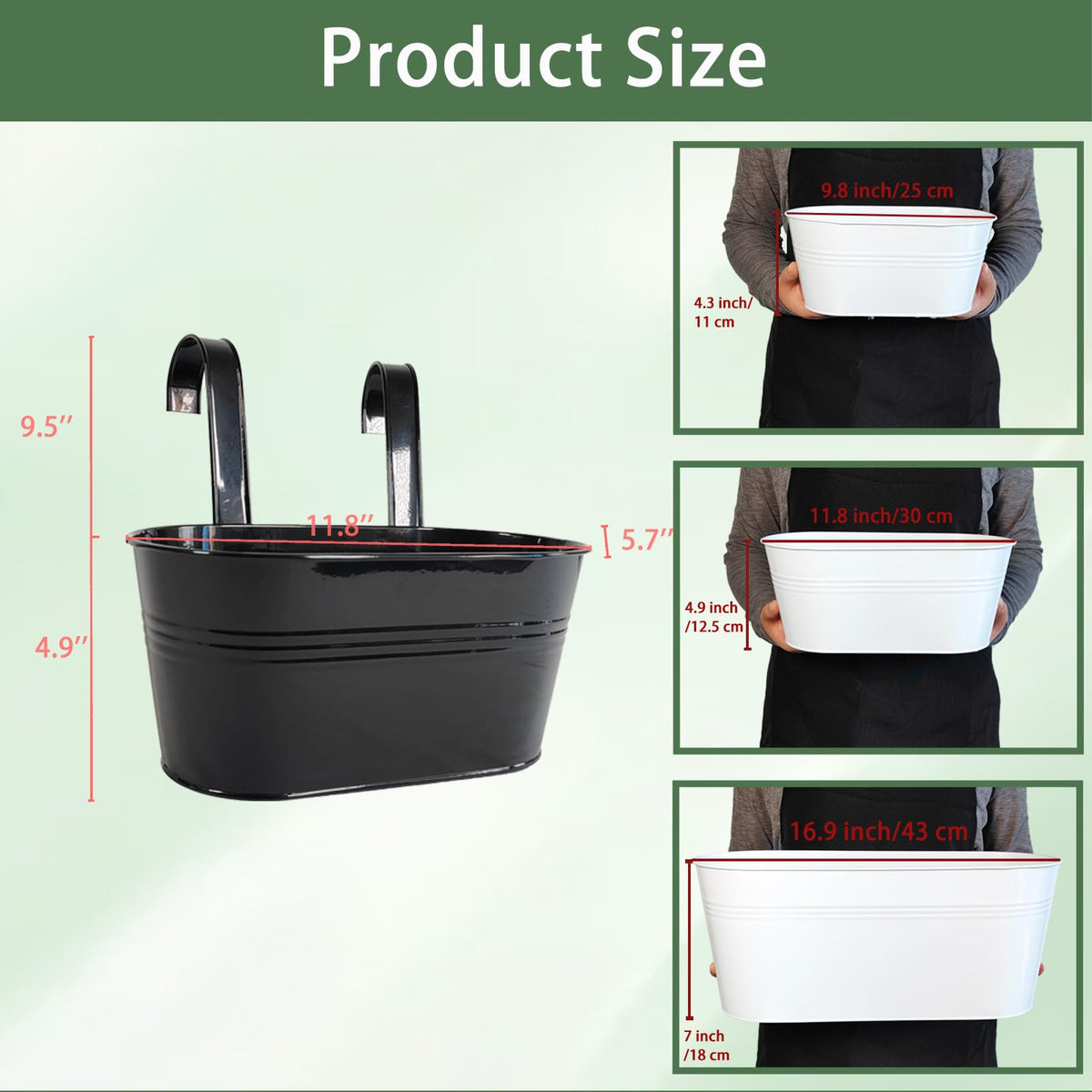 Joyfernal galvanized iron planter in black with durable, rust-resistant finish.