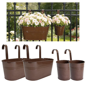 Joyfernal round 4-inch railing planter with hook for easy balcony hanging
