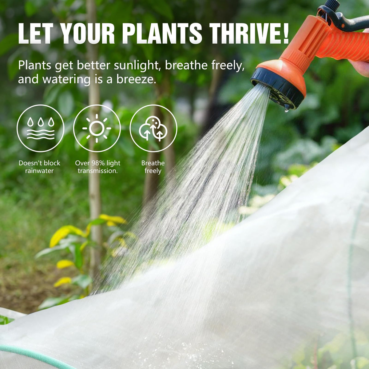 JoyHalo 10x30 ft garden netting lets light through while blocking pests