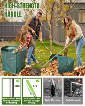 Joyhalo 25-tine metal rake for thorough leaf gathering.