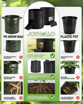 Joyhalo 4-pack potato grow bags arranged for space-saving gardening