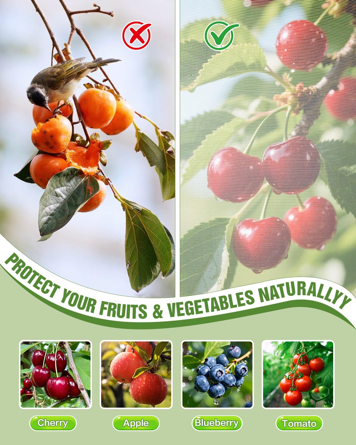 JoyHalo bird and deer deterrent netting protects crops from wildlife.