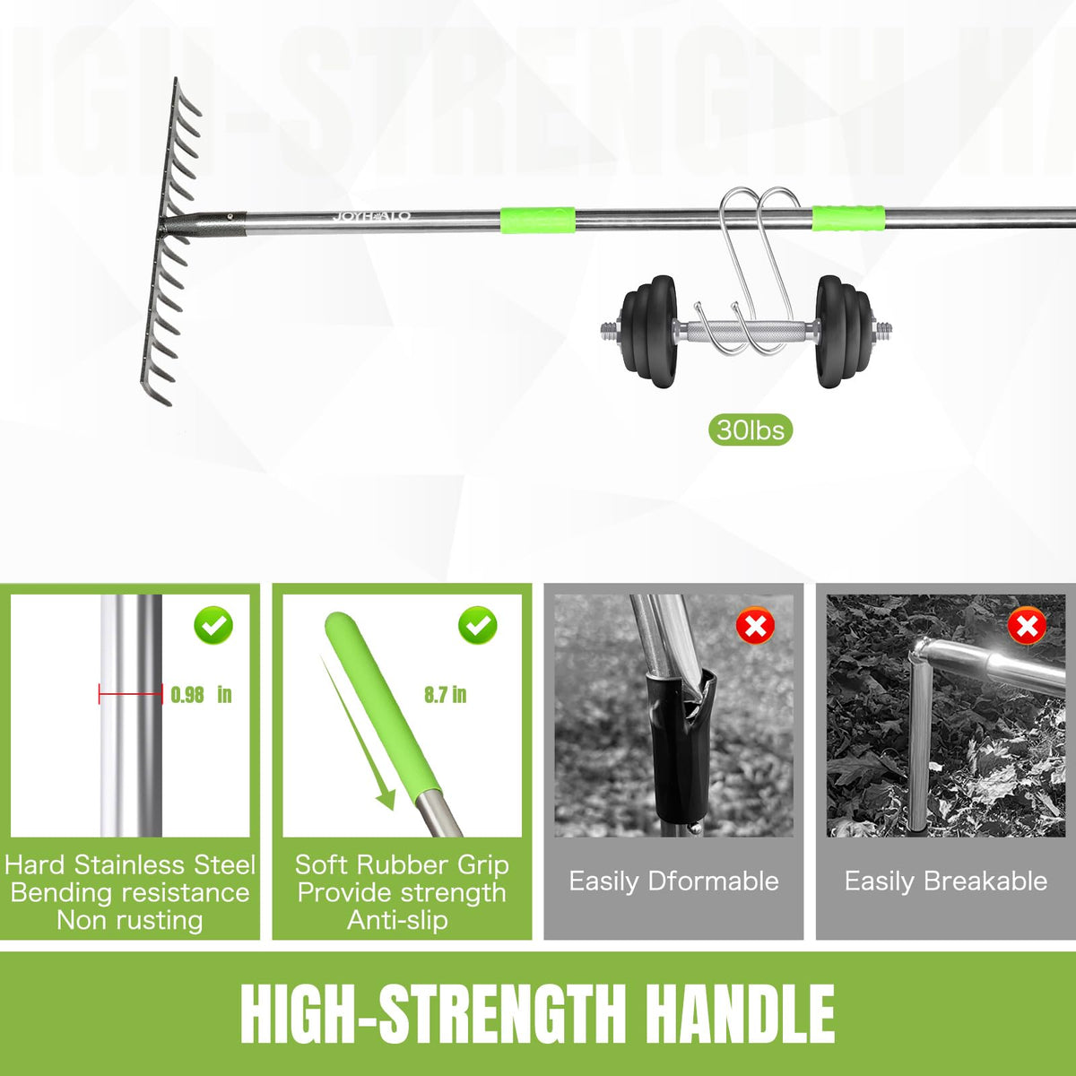 Joyhalo bow rake head wide reach for fast soil leveling