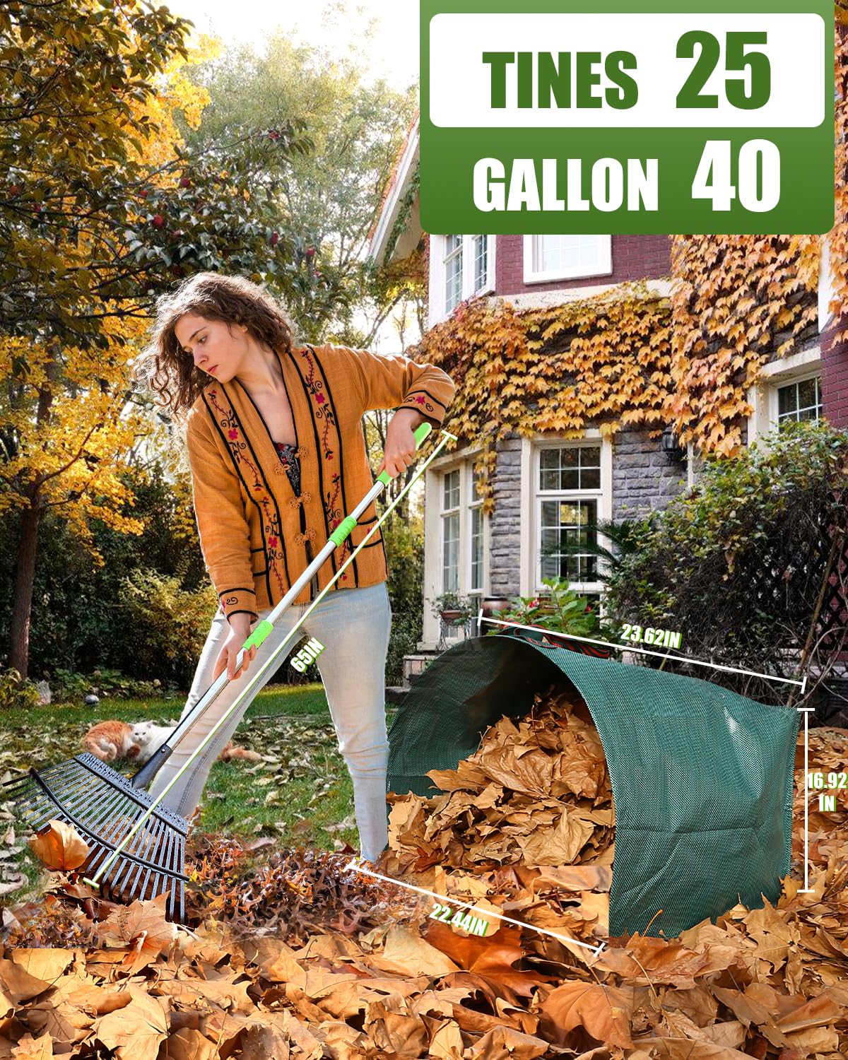 Joyhalo easy-grip handle improves comfort during raking.