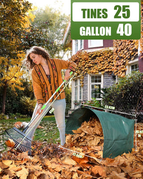 Joyhalo easy-grip handle improves comfort during raking.