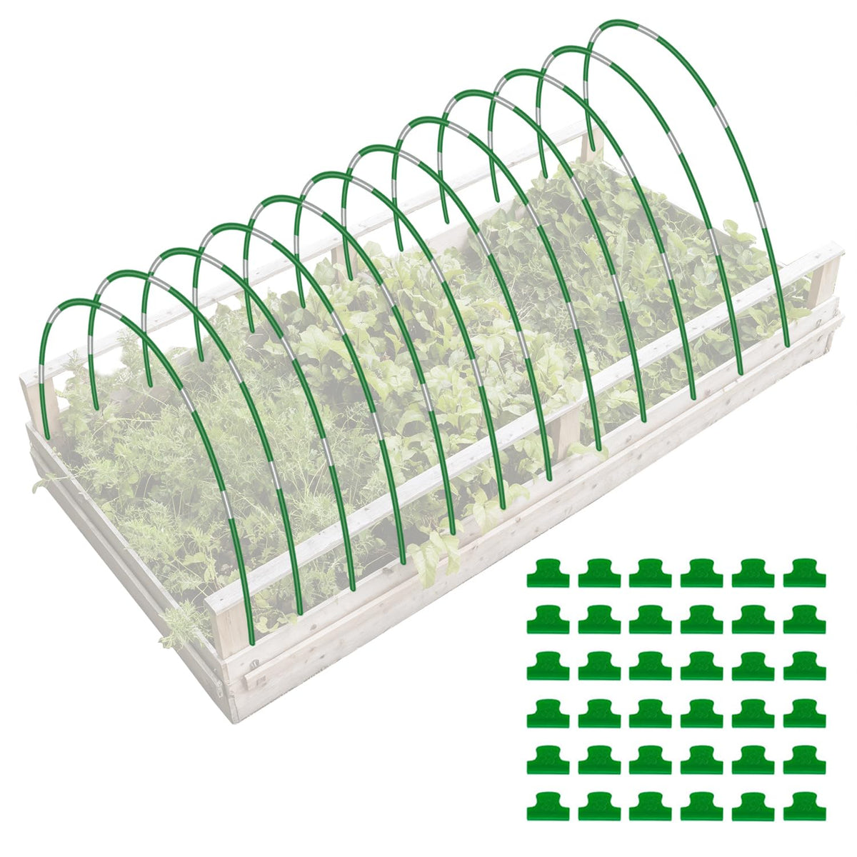 Joyhalo garden hoops 72-pack set up for quick raised-bed tunnels