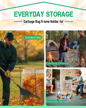 Joyhalo heavy-duty frame supports 30-45 gallon bags for yard projects and outdoor events.