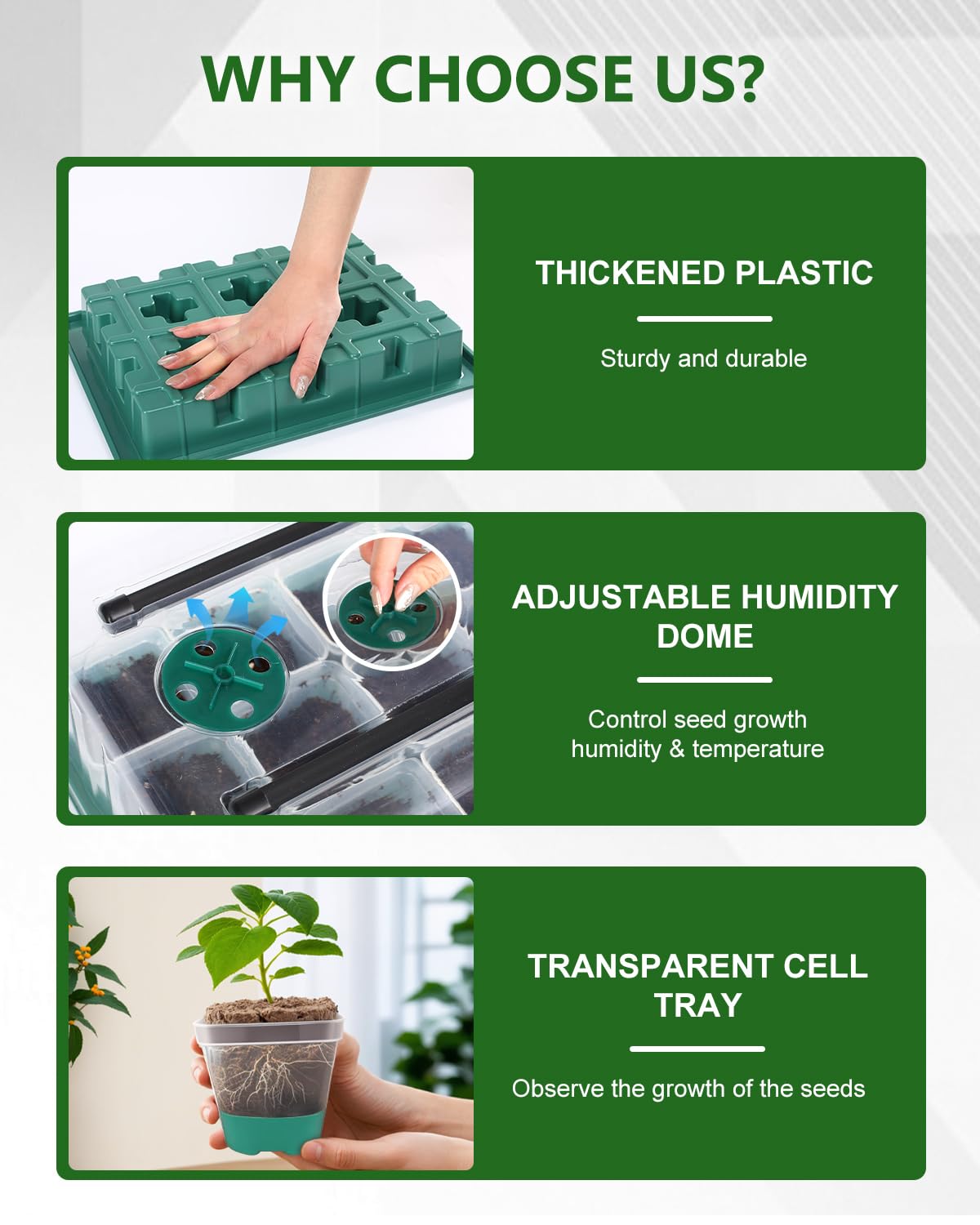 Joyhalo humidity dome with adjustable vents creating stable germination microclimate