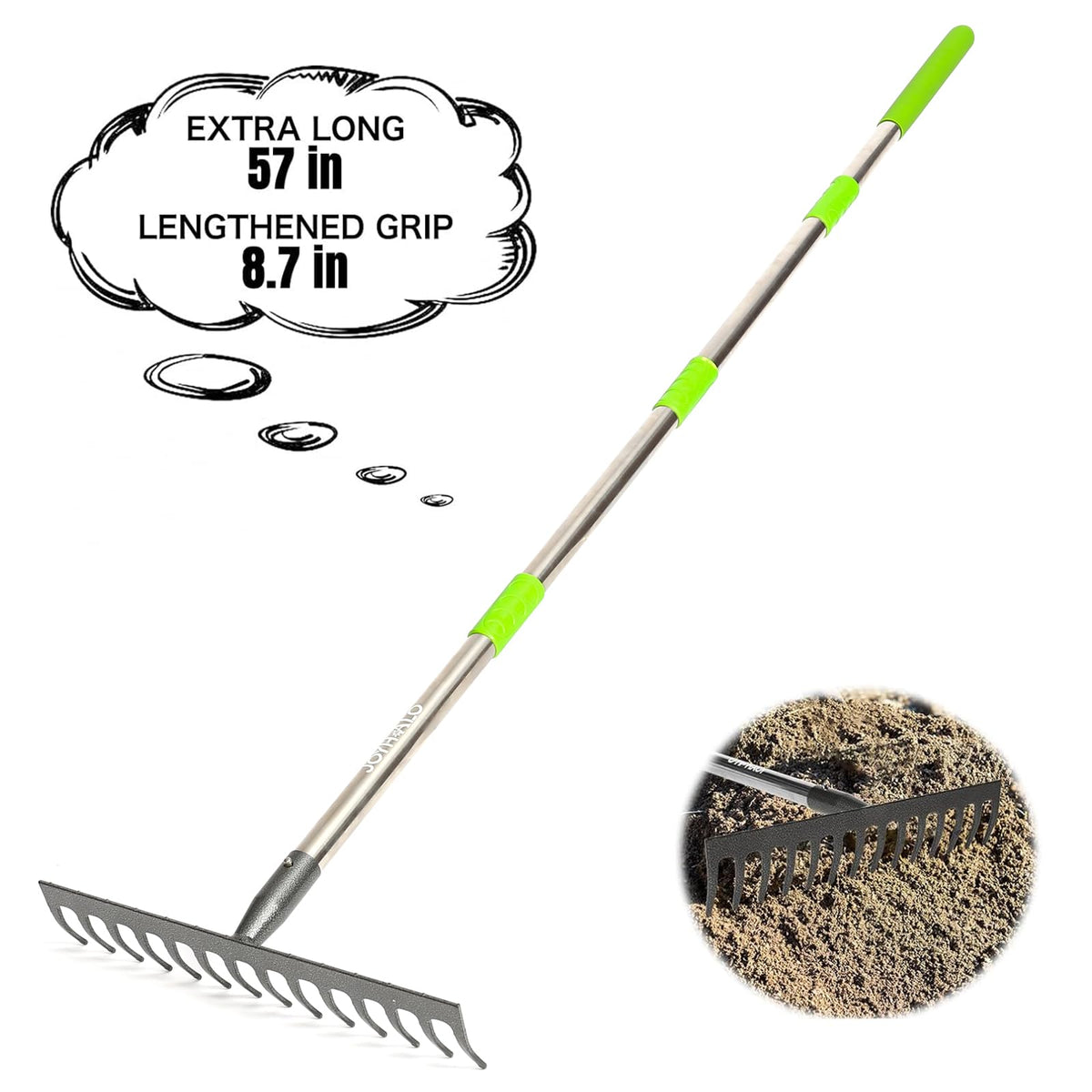 Joyhalo leaf rake with 14 tines for efficient leaf gathering