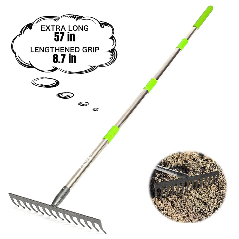 Joyhalo leaf rake with 14 tines for efficient leaf gathering