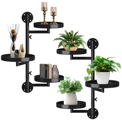 JoyHalo rotating wall shelf 3-tier front view: compact, sun-friendly plant display.