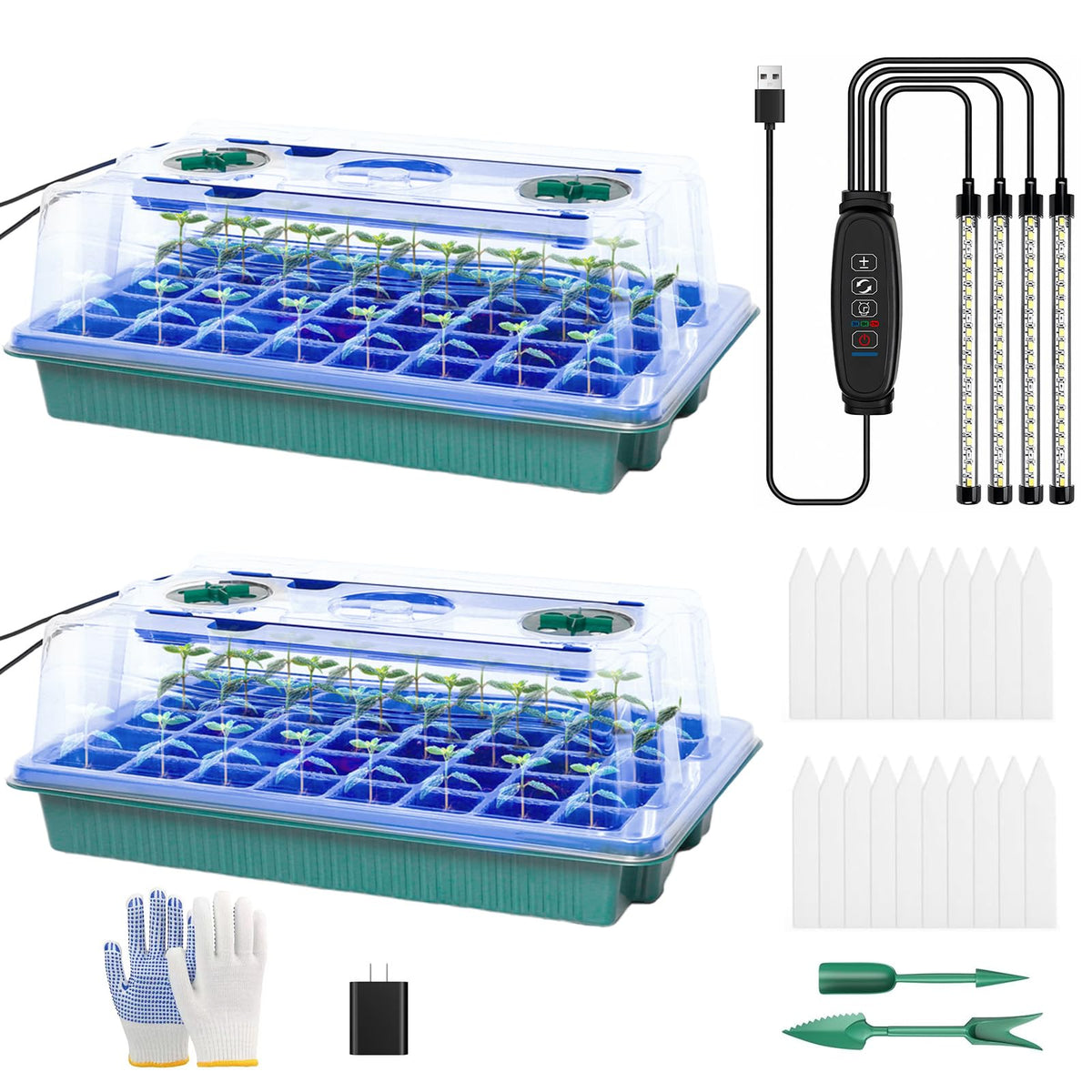 JoyHalo seed starter tray with grow light system providing full-spectrum illumination for healthy germination.