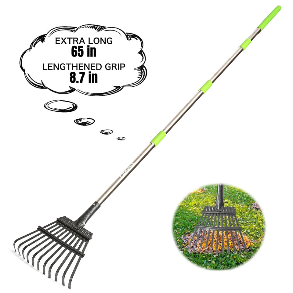 Joyhalo small rake head with leaves and 11 tines for efficient yard cleanup