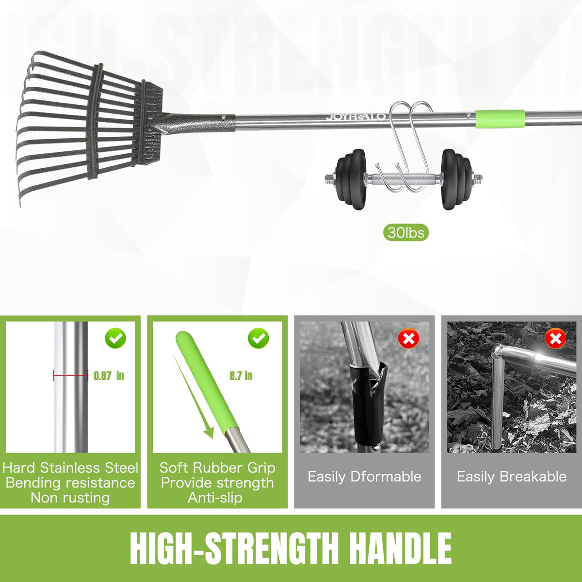 Joyhalo sturdy metal handle supports durability during long garden sessions