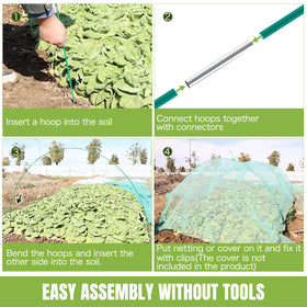 Joyhalo tool-free assembly demonstrated on a garden hoop frame
