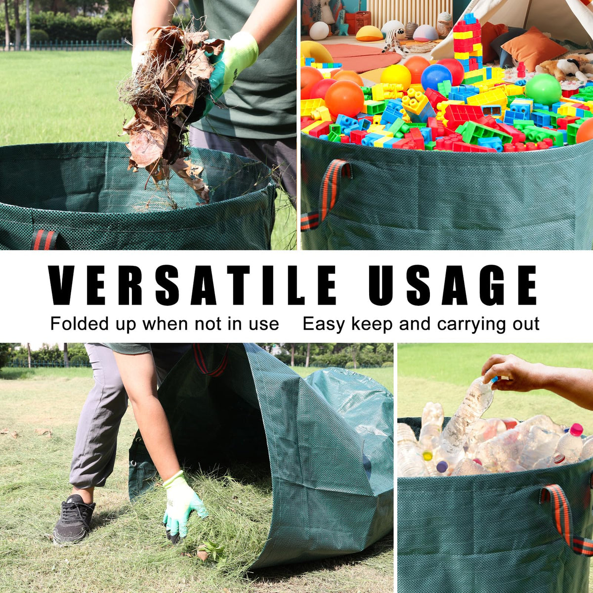 Joyhalo versatile bags for leaves, weeds, compost and camping trash