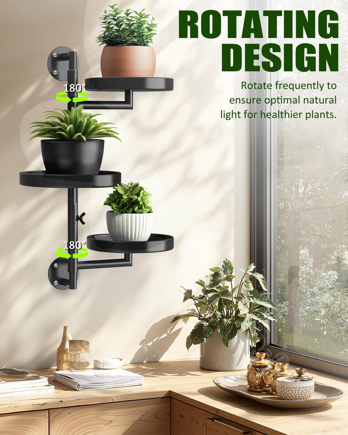 JoyHalo window plants shelf side angle: easy sunlight access for herbs.