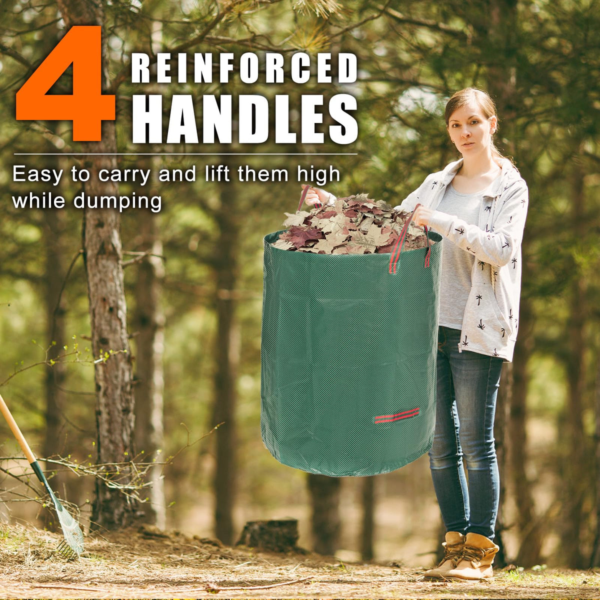Joyhalo four-handle yard bags enable effortless carrying and dumping