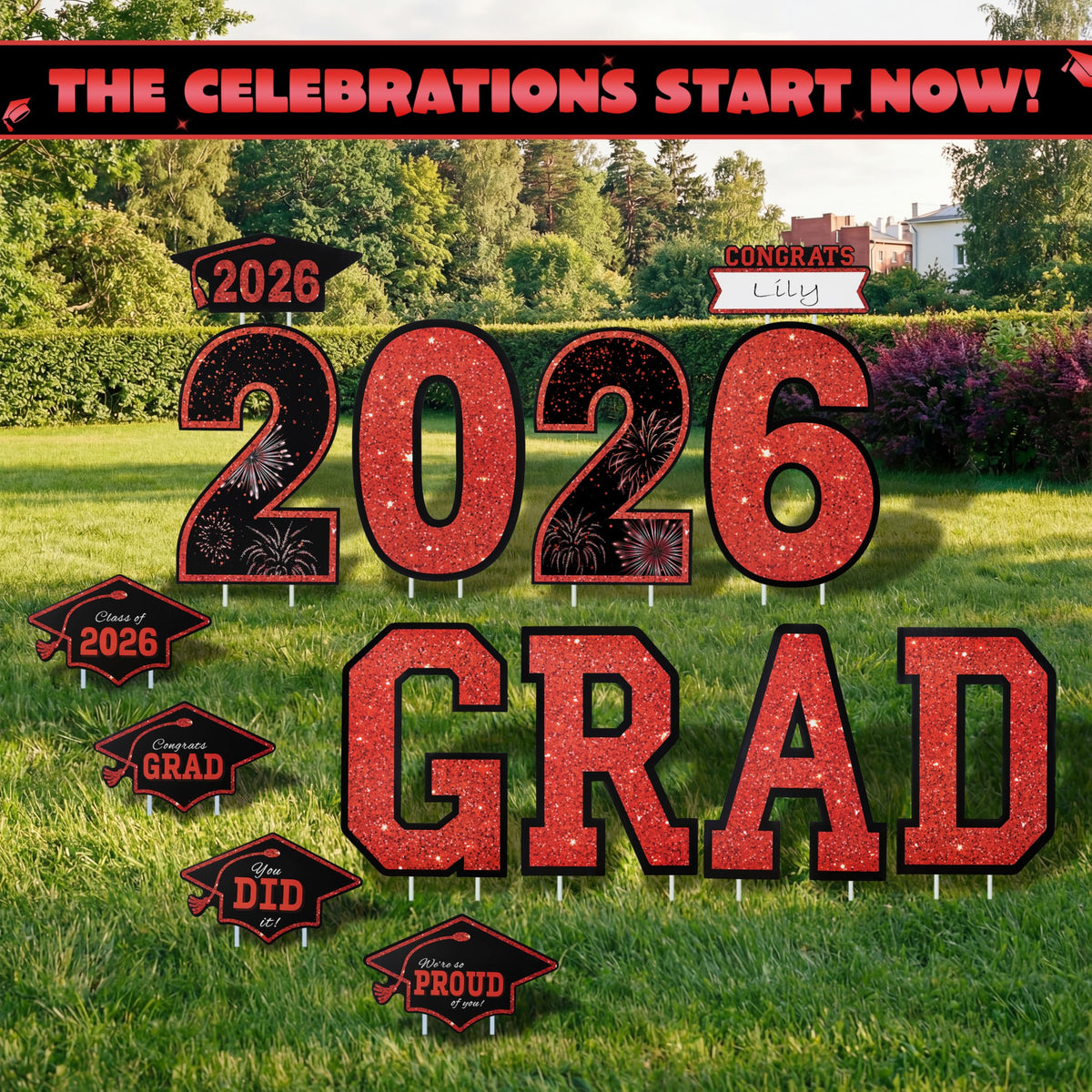 JOYIN black and red graduation decor for stylish yard display