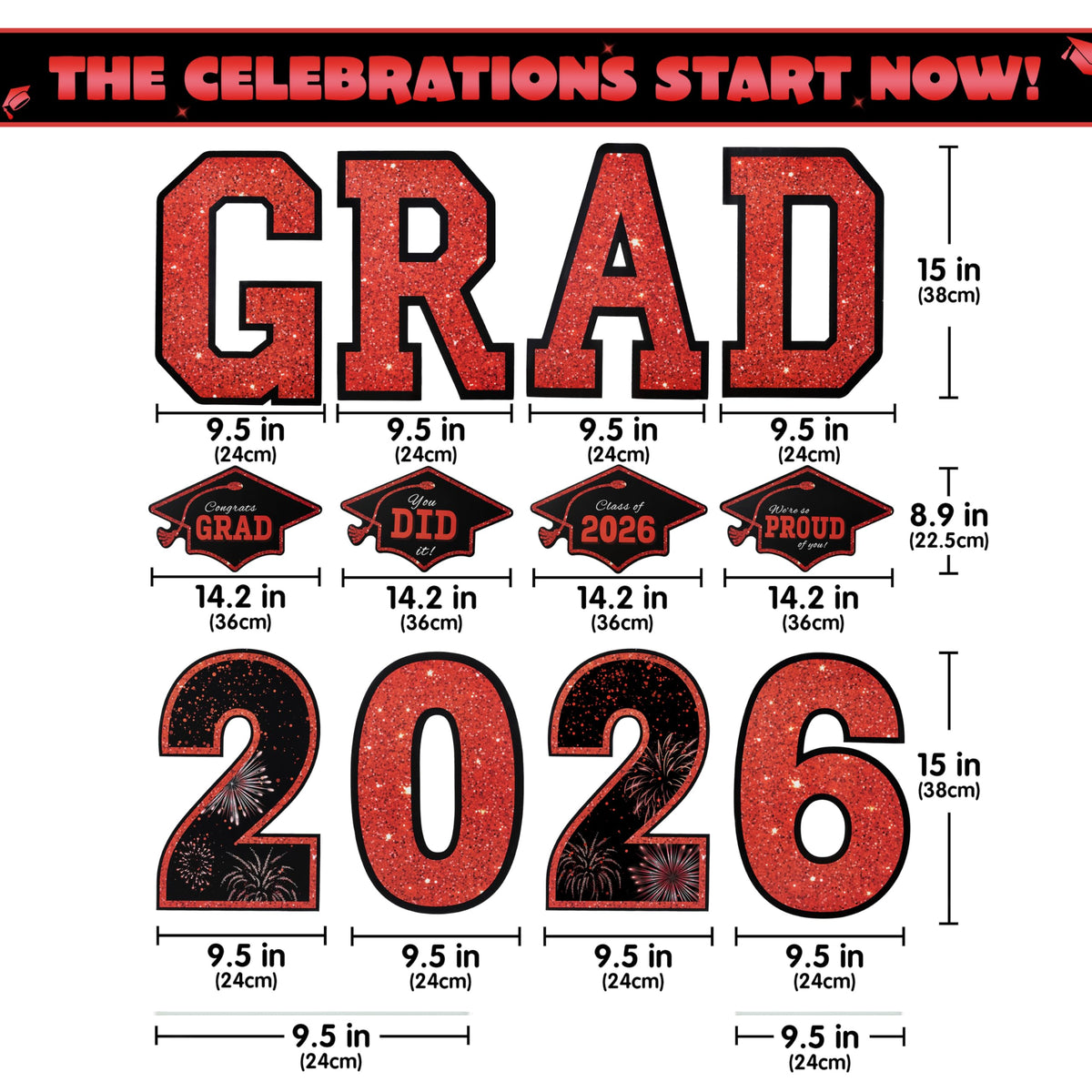 JOYIN class of 2026 yard signs with 28 stakes for festive setup