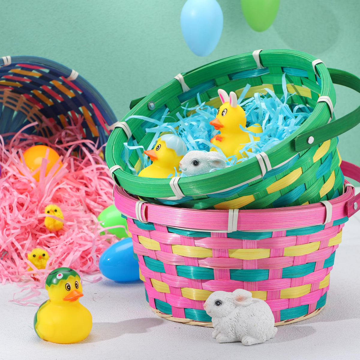 The JOYIN Easter basket wood texture highlights durability for reuse.