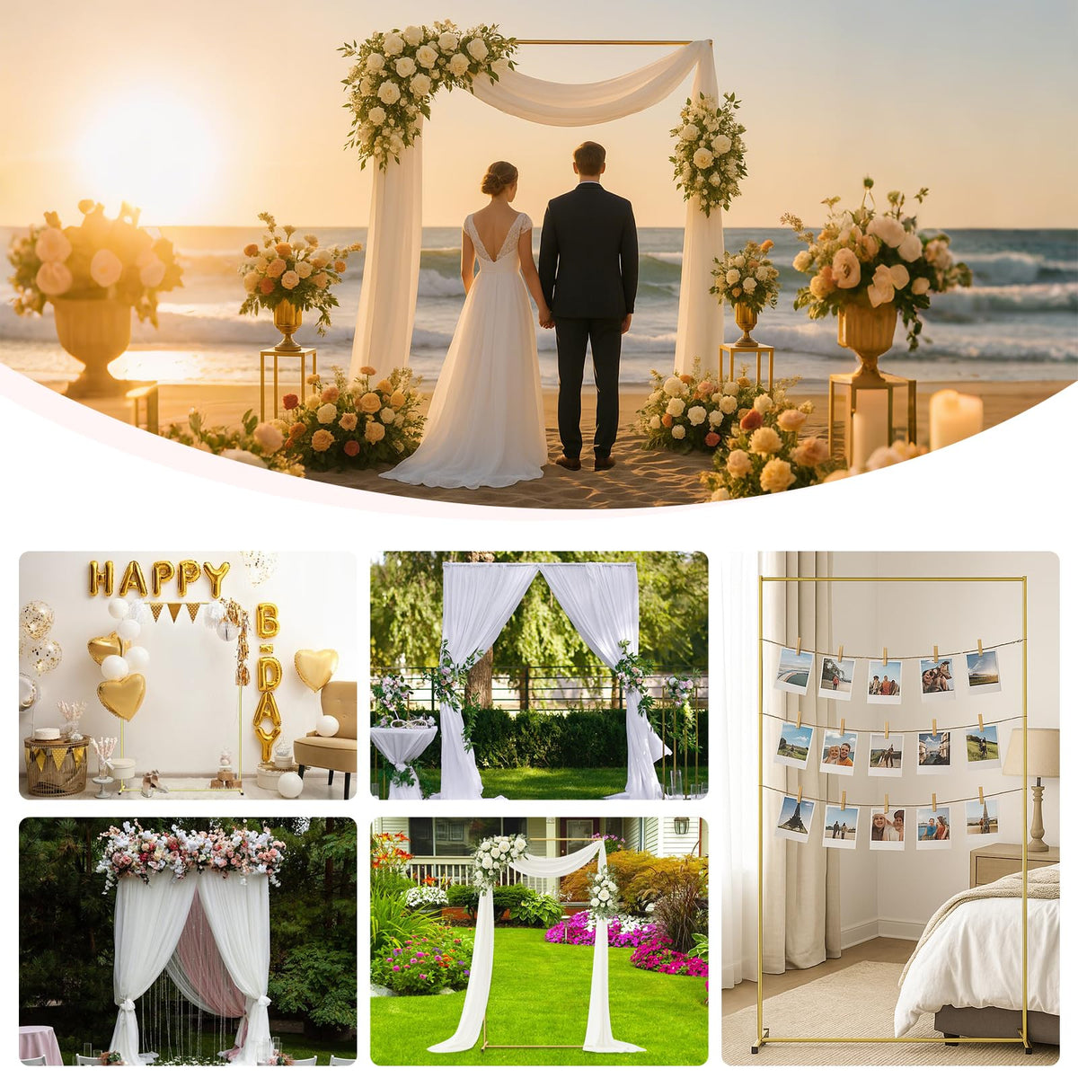 JOYOUSQ bridal shower or anniversary events gain a chic gold frame.