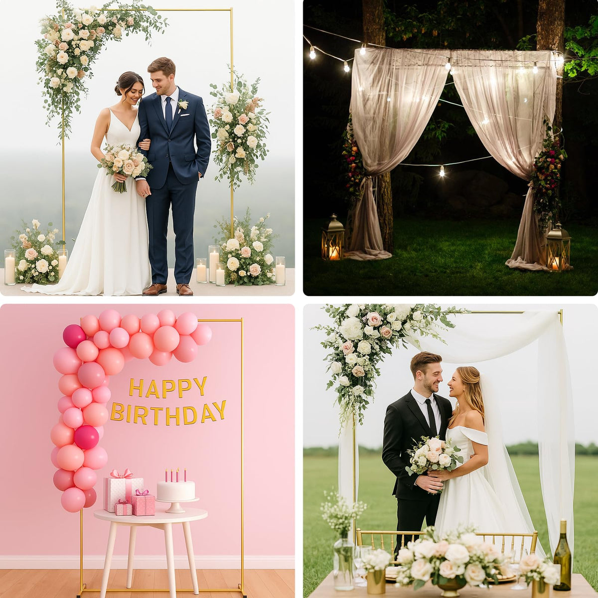 JOYOUSQ outdoor-party arch stands up to versatile decor setups.