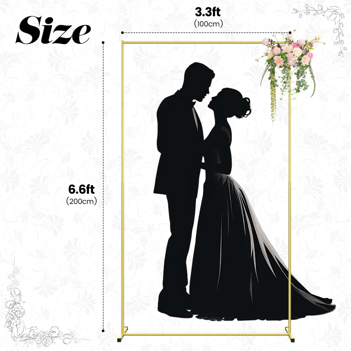 JOYOUSQ square gold arch offers stable base for reliable wedding displays.