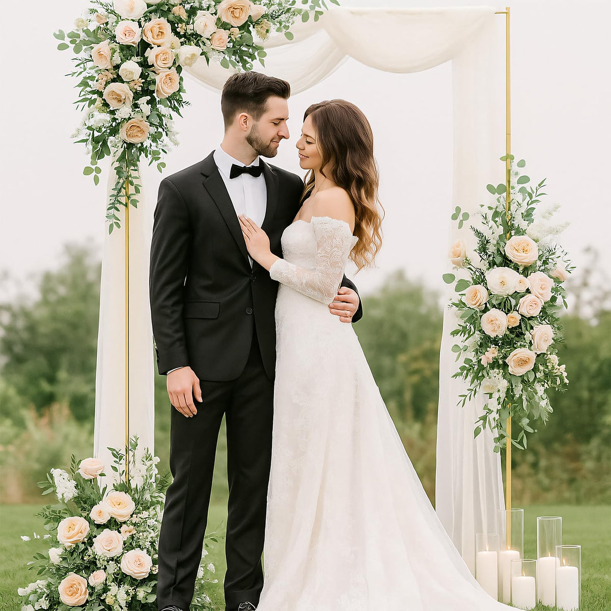 JOYOUSQ wedding-ceremony arbour adds elegant balloon or floral accents.