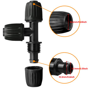 JOYPRO 1/2 inch irrigation tees suited for gardens, lawns, and greenhouses.
