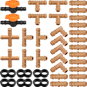 JoyPRO drip fittings with 14 couplings ensure secure 1/2 inch tubing connections.