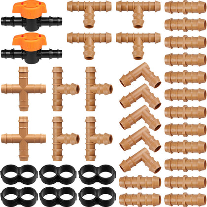 JoyPRO drip fittings with 14 couplings ensure secure 1/2 inch tubing connections.