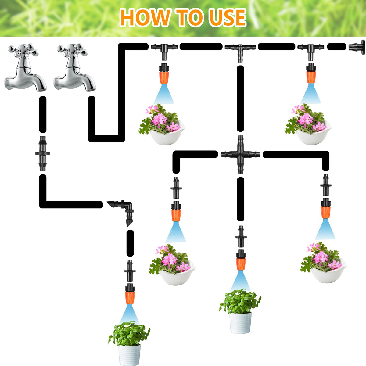 JOYPRO barbed tees support multi-zone irrigation with reliable connections.