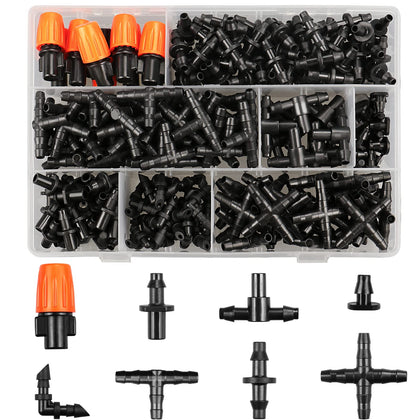 JOYPRO couplings for 1/4 inch tubing enabling leak-free connections in gardens.