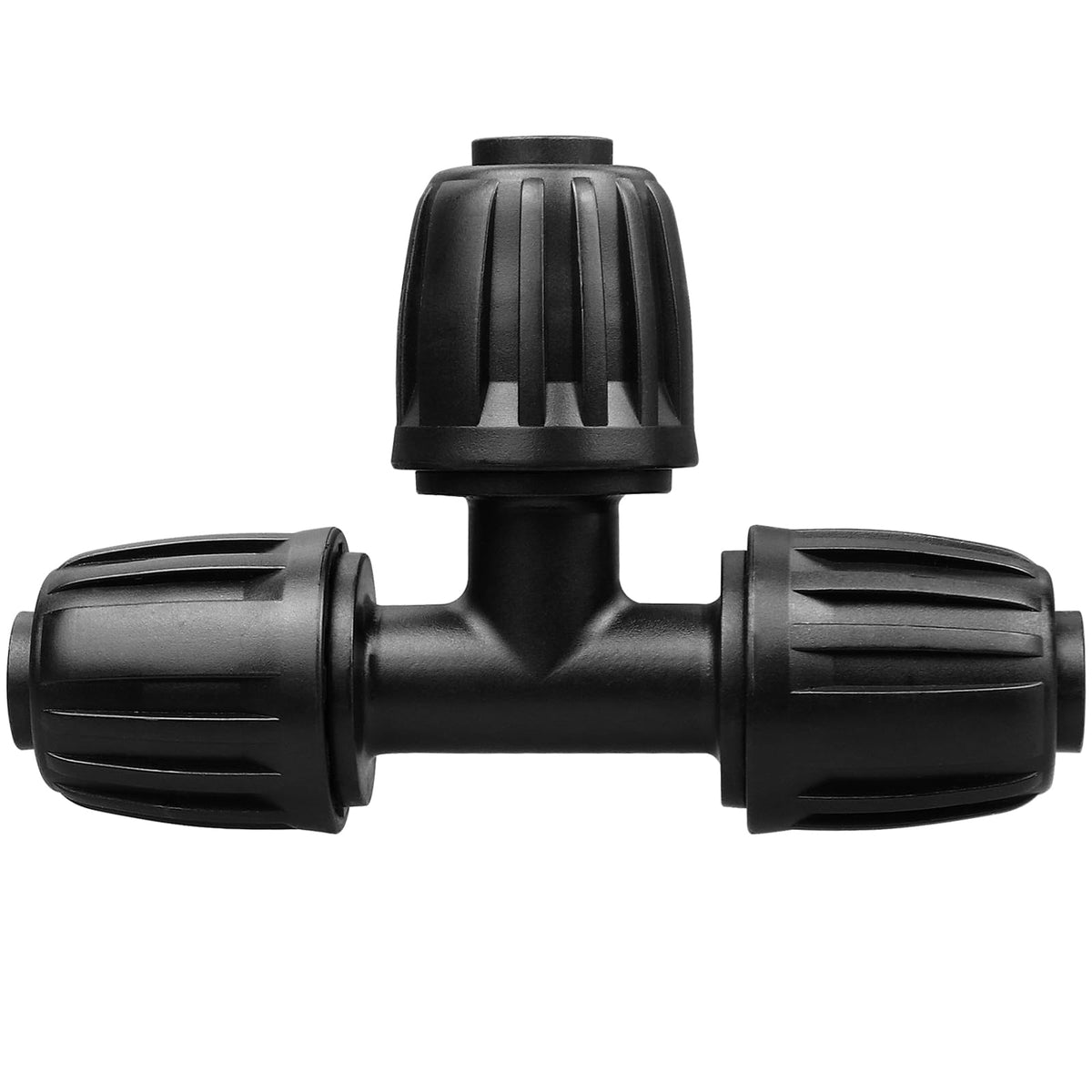 JOYPRO barbed-locked-tee-connector for 1/2 inch drip tubing, secure leak-proof connections.