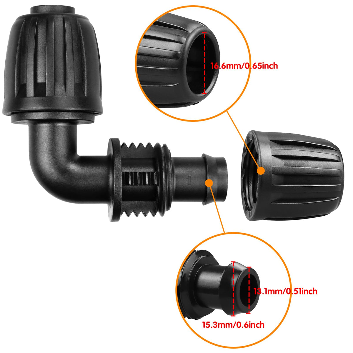 JOYPRO durable plastic drip connectors resist water and chemicals for outdoor use.