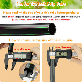 JOYPRO 1/2 in drip fittings fit standard tubing for versatile irrigation layouts.