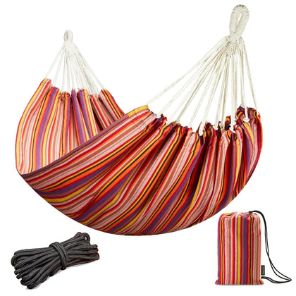 JoyView Brazilian double hammock bed 86.6x59 inches in red stripes for comfortable two-person lounging